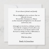 結婚しました フォトエロープメント発表 ノートカード (裏面)