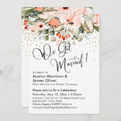 結婚しました！　ブッシュフラワーズ＆ゴールドコンフェッティ 招待状 (正面/裏面)