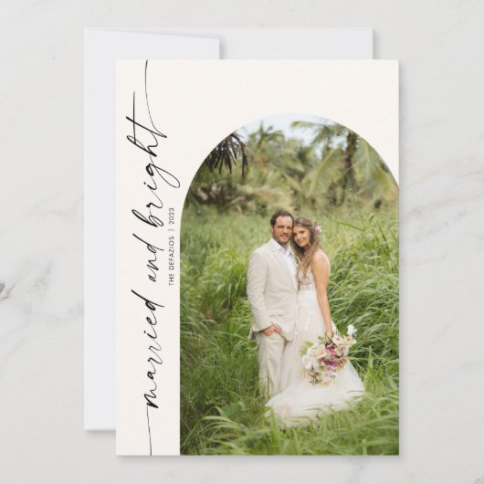 結婚しました＆ブライトホリデー クリスマスカード アーチ写真 招待状 (正面)