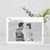 結婚しました モダンな黒と白の写真 案内状 (スタンド正面)