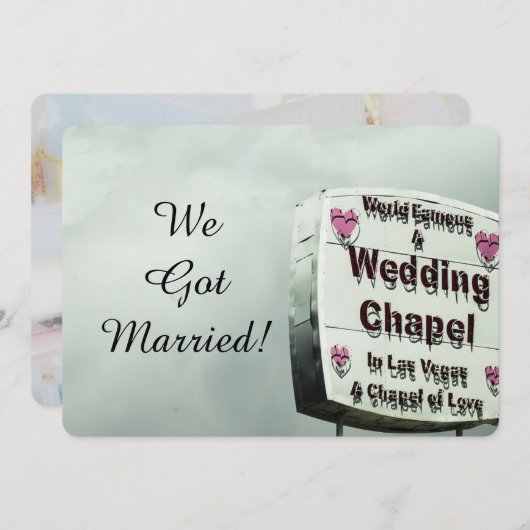 「結婚しました」 ラスベガスでこっそり結婚 招待状 (正面/裏面)