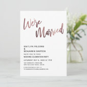 結婚しました ローズゴールドのウェディングレセプション 招待状 (スタンド正面)