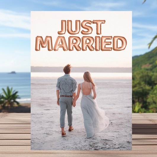 結婚しました ローズゴールド風船 ウェディングフォト 案内状