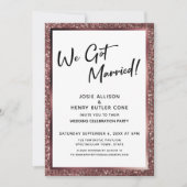 結婚しました! ローズゴールド グリッター 受付のみ 招待状 (正面)