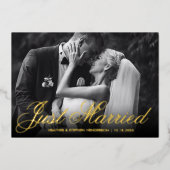 結婚しました | 上品な写真の結婚報告カード 箔招待状 (正面)