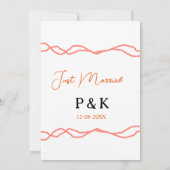 結婚しました 二人の名前 日付 赤いヴィンテージの枠 招待状 (裏面)