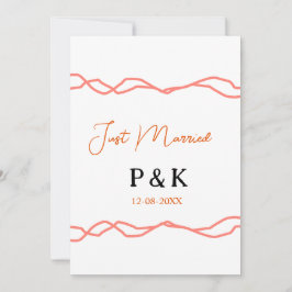 結婚しました 二人の名前 日付 赤いヴィンテージの枠 招待状