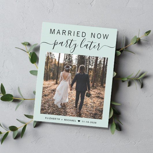 結婚しました 今度パーティー Photo ミントウェディング 案内ポストカード