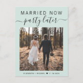 結婚しました 今後パーティー開催 フォト ミント 結婚式 案内ポストカード (正面)