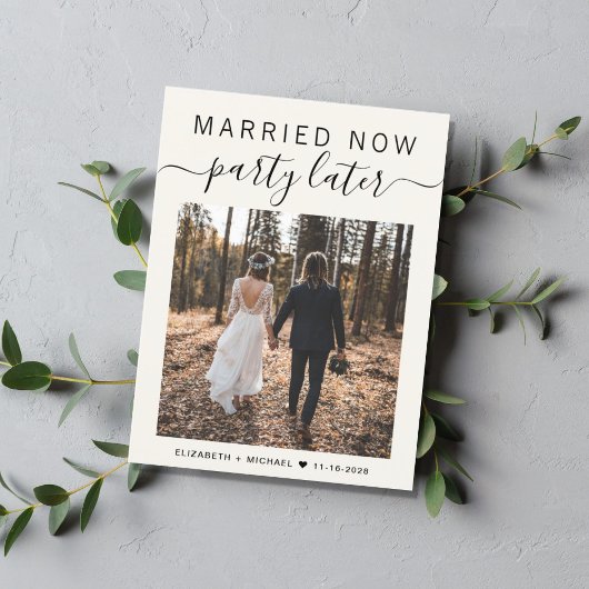 結婚しました 後でパーティー フォト クリーム ウェディング 案内ポストカード