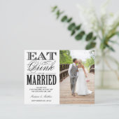 結婚しました | 感謝の写真ポストカード 招待状 (スタンド正面)