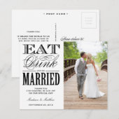 結婚しました | 感謝の写真ポストカード 招待状 (正面/裏面)