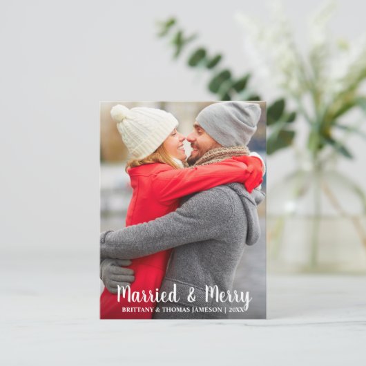 結婚しました＆楽しい新婚写真ポストカード シーズンポストカード (スタンド正面)