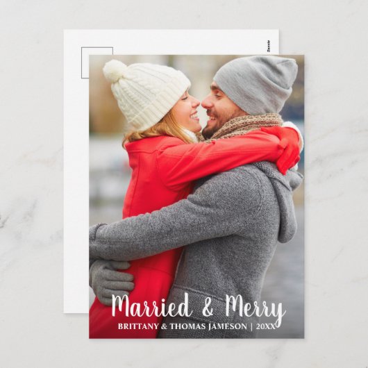 結婚しました＆楽しい新婚写真ポストカード シーズンポストカード (正面/裏面)