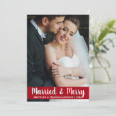 結婚しました＆楽しい 新婚 ウェディング フォト カード R S (スタンド正面)