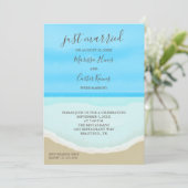 結婚しました 水彩 海辺 招待状 (スタンド正面)