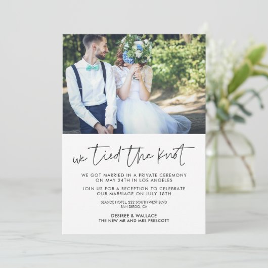 結婚しました 現代の結婚写真のお知らせ 招待状 (スタンド正面)