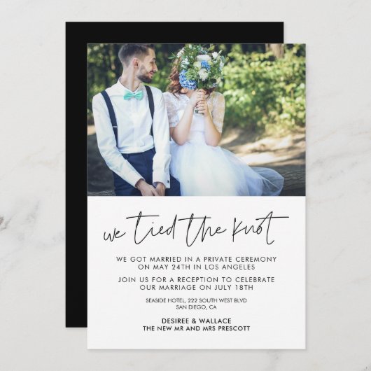 結婚しました 現代の結婚写真のお知らせ 招待状 (正面/裏面)