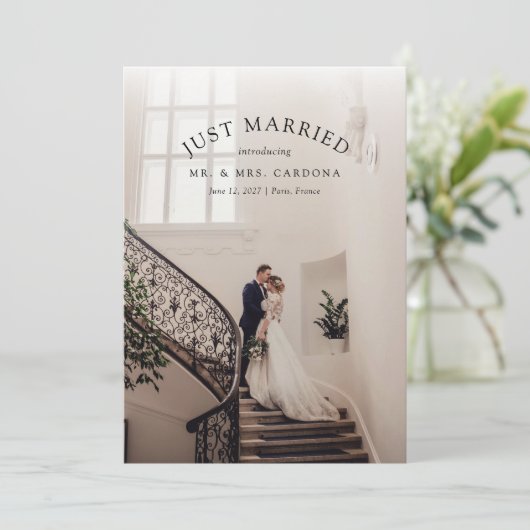 結婚しました!秘密の挙式 ウェディングフォト発表 案内状 (スタンド正面)