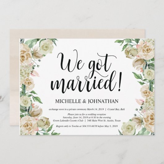 結婚しました 秘密結婚 披露宴 招待状カード 招待状 (正面/裏面)