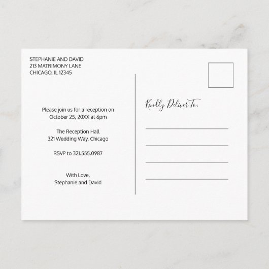 結婚しました 結婚写真 ウェディング エルオープメント スクリプト 案内ポストカード (裏面)