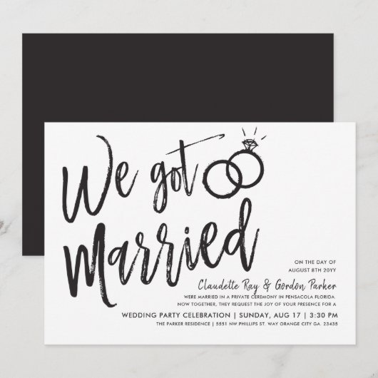 結婚しました | 結婚後パーティー 招待状 (正面/裏面)