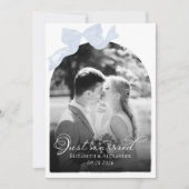 結婚しました 結婚発表カード | 青いリボン 招待状 (正面)