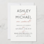 結婚しました 銅のタイポグラフィ ウェディングパーティ 招待状 (正面)