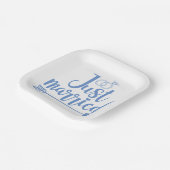 結婚しました 青 ペーパープレート (傾斜あり)