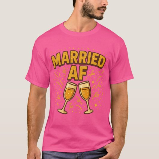 結婚しました AF Tシャツ - 面白い新婚Tシャツ (正面)