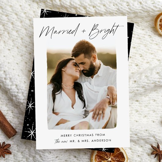 結婚しました Bright ブラックスクリプト 写真入り シーズンカード