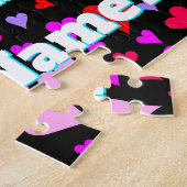 "結婚します私と" + 名前をカスタムする + ハートの形 ジグソーパズル (側面)