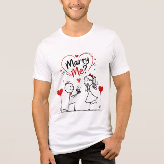 結婚しよう - かわいいスティックマン プロポーズ トライブレンドTシャツ