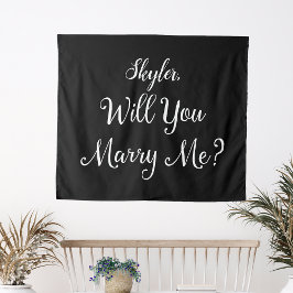 結婚しよう 名前 ブラック ホワイト 結婚してくれる？ タペストリー