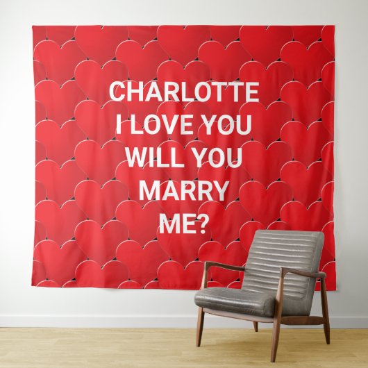結婚しよう 赤いハート オーダーメイド テキスト プロポーズ タペストリー (インサイチュ(横))