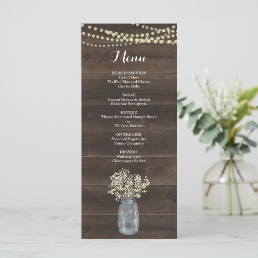 結婚するか、または他の特別の日のための素朴なメニュー プログラム (スタンド正面)