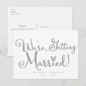 結婚するよ 白とグレー 保存日付 案内ポストカード (正面/裏面)