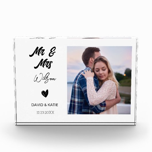 結婚するカップルへのプレゼント 花嫁のブライダルシャワーギフト フォトブロック (正面)