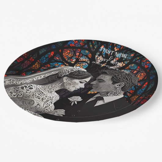 結婚するカップルへの特別なギフトのアイデア ペーパープレート (アングル)