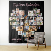 結婚するハート写真コラージュの背景 タペストリー (インサイチュ)