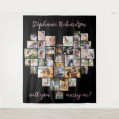 結婚するハート写真コラージュの背景 タペストリー (正面)