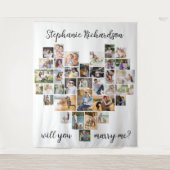 結婚するハート写真コラージュの背景 タペストリー (正面)