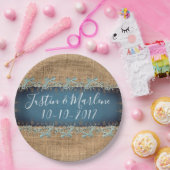 結婚するバーラップ及びレース及び弓または記念日のプレート ペーパープレート (パーティー)