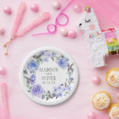 結婚するパステル調の紫色の水彩画の花柄| ペーパープレート (パーティー)