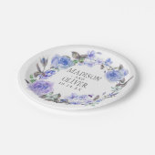 結婚するパステル調の紫色の水彩画の花柄| ペーパープレート (アングル)