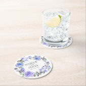結婚するパステル調の紫色の水彩画の花柄| ラウンドペーパーコースター (インサイチュ)
