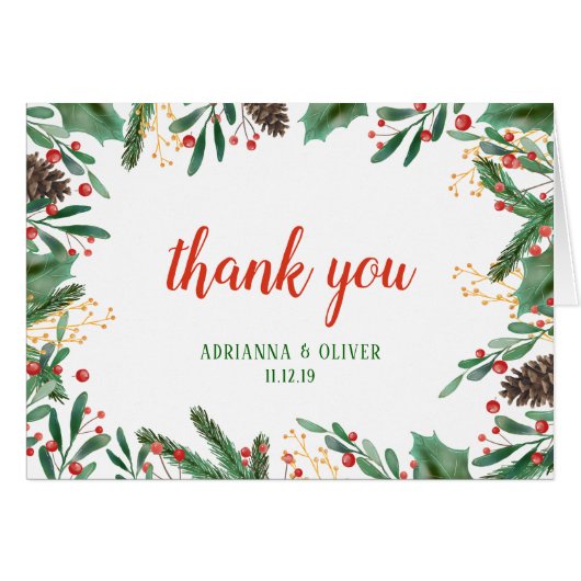 結婚するヒイラギの葉の果実のクリスマス|は感謝していしています (正面横)