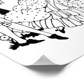 結婚するビクトリアンカップルのシルエットアート ポスター (角)