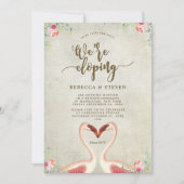 結婚するフラミンゴの駆け出し誘い 招待状 (正面)