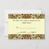 結婚するヴィンテージによって庭は花の蝶が開花します 出欠カード (正面)